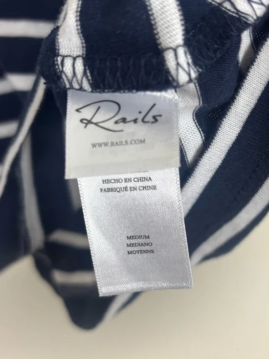 Rails Jewel Stripe Cotton Puff Sleeve Top Women’s Size Medium Navy & White - Picture 5 of 7